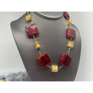 La Murrina 19” MURANO Bead Necklace & Earrings W/ 24K Flakes infused W/ In Bead